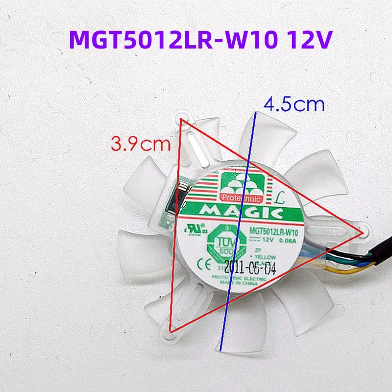 

MGT5012LR-W10 12V 0.08A 3200RPM 4-wire temperature controlled graphics card fan diameter 45MM hole pitch 39MM