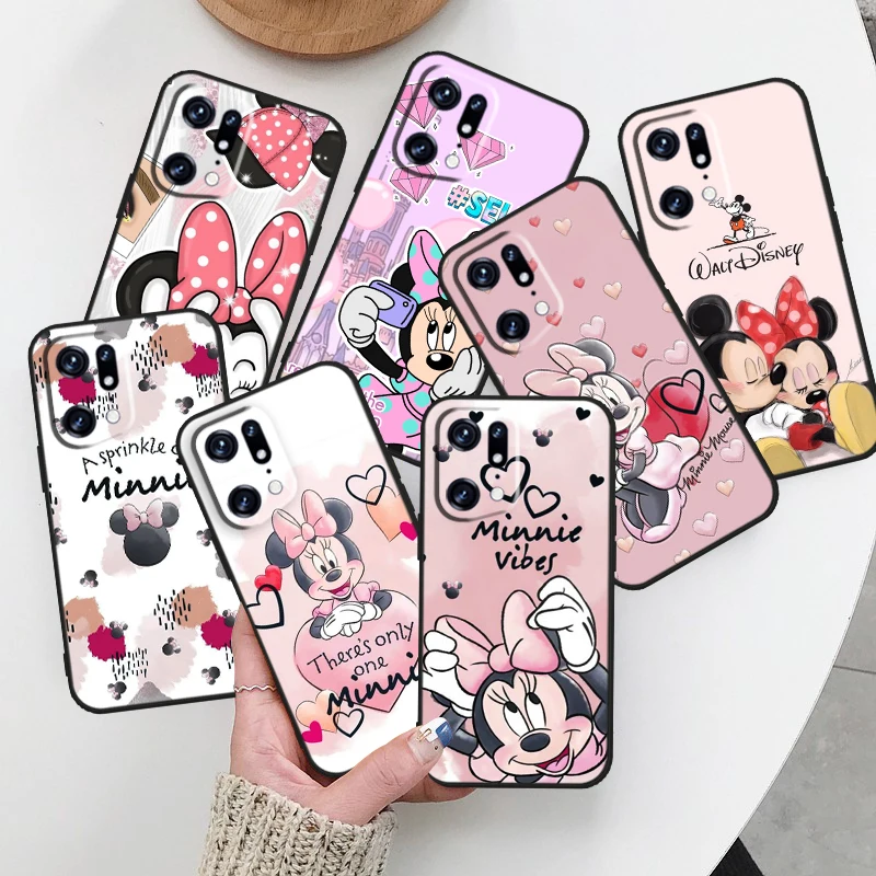 

Disney Pink Mickey Mouse For OPPO Find X5 X3 X2 Neo Reno 7 6 5 Lite Pro 4Z 4G 5G Silicone Soft TPU Black Phone Case Cover