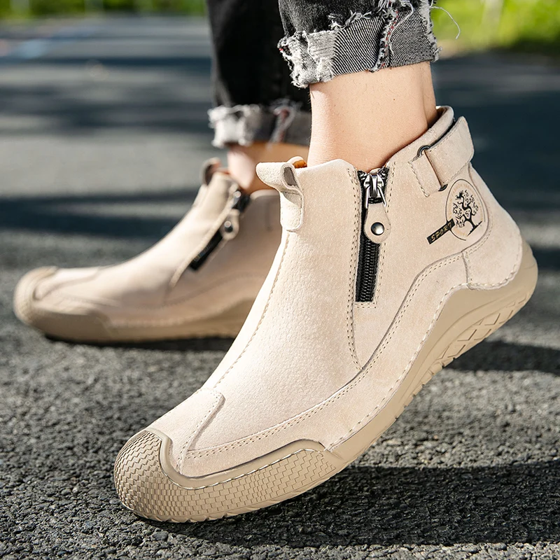 Кожаные ботинки ручной работы дизайнерская модная мужская обувь кожаные