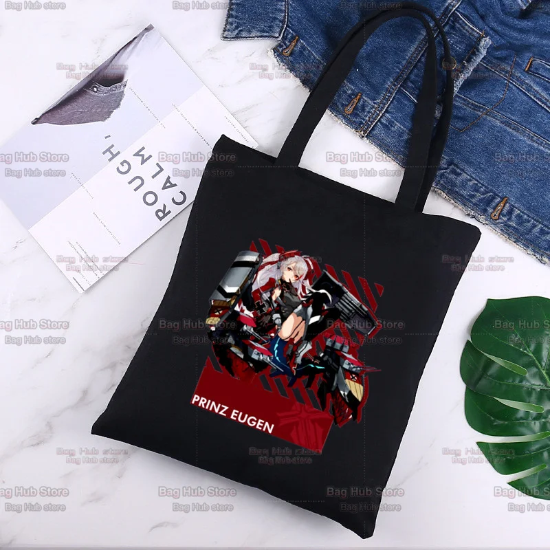 

Милая мультяшная сумка через плечо в стиле аниме «Игры Азур Лейн», холщовая сумка-шоппер в стиле Харадзюку, модная повседневная черная летн...