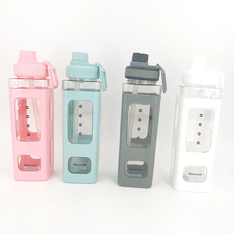 700/900ml Kawaii Pastel Water Bottle with Straw Girl Plastic Travel Tea Juice Milk Cup Portable Cute Shaker Drink Bottle Gift images - 6