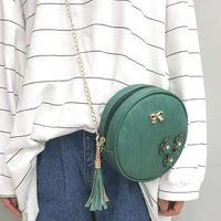 mini women flower tassel shoulder bags new bow messenger lady small round chain bag drop dripping