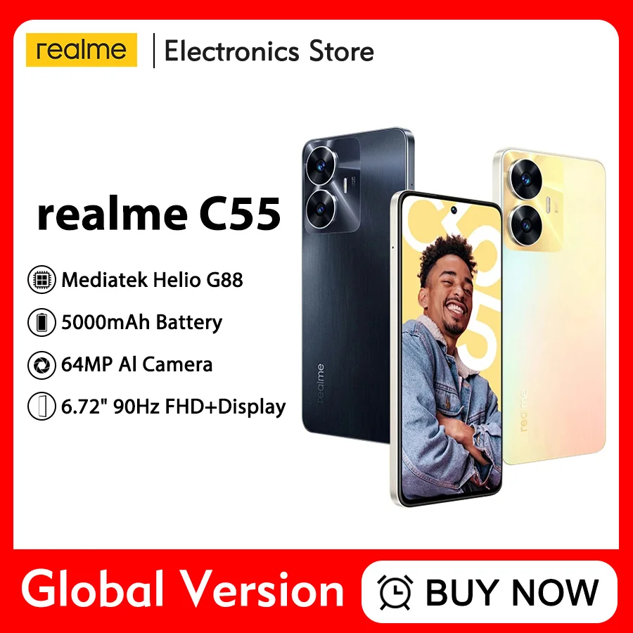 Смартфон глобальная версия realme C55 новая камера 64 мп процессор Helio G88 дисплей 6 72