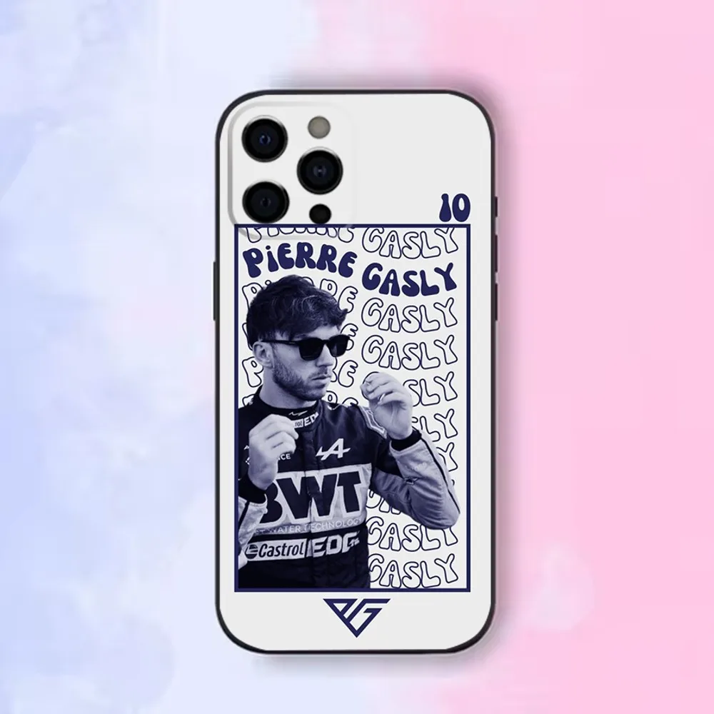 F1 10 P-Pirre G-Gasly Phone Case For iPhone16 15 14 13 12 Mini 11 Pro XR X XS MAX 7 8 Plus Silicone Cover Soft Black