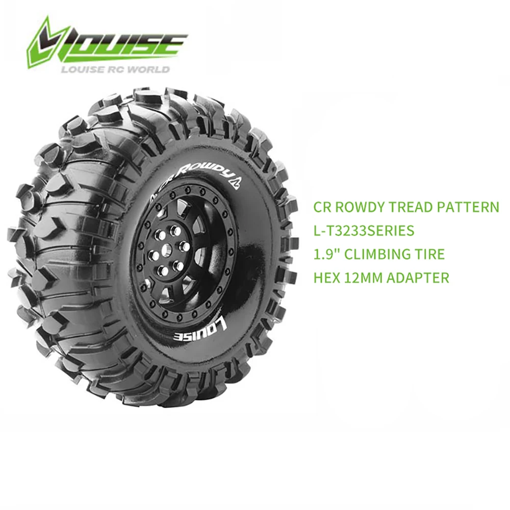 

LOUISE Produced 1/10 Remote Control Model Climbing Car L-T3233 Tire CR ROWDY 1.9 Wheel Hub Tire 12mm Adapter