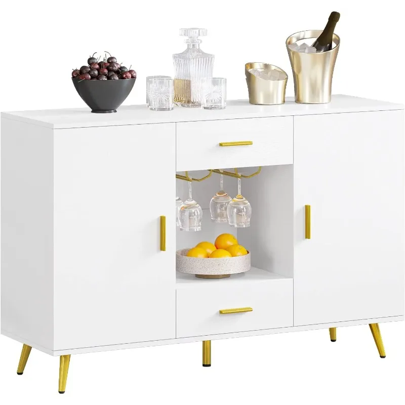 

Dextrus Buffet Cabinet, Sideboard & Buffet with Storage, Credenza with Adjustable Shelf, Wine Glass Holder, Drawers for Kitche