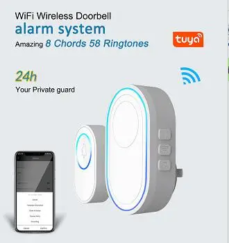 WIFI Wireless Doorbell alarm system Tuya APP Remote Control Welcome Chime