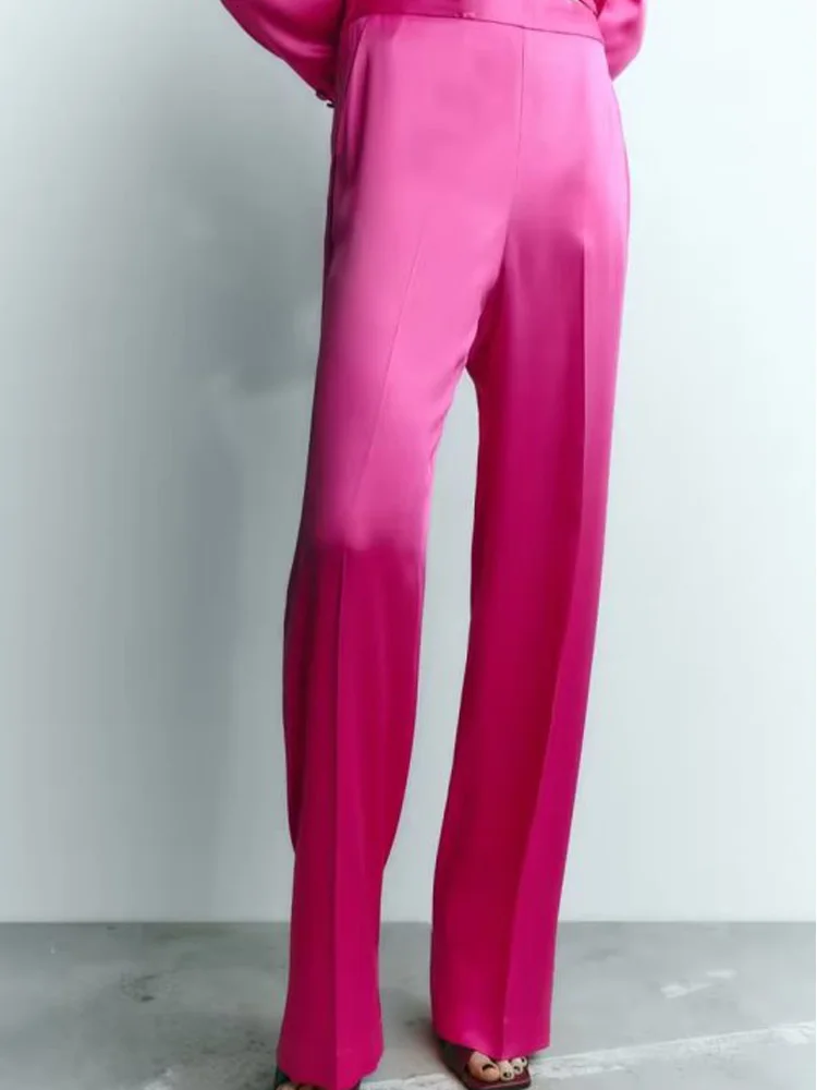 

Kumsvag 2022 Summer Women Straight Pants Casual Solid Elastic waist Pockets Female Elegant Street Pant Trousers Clothing