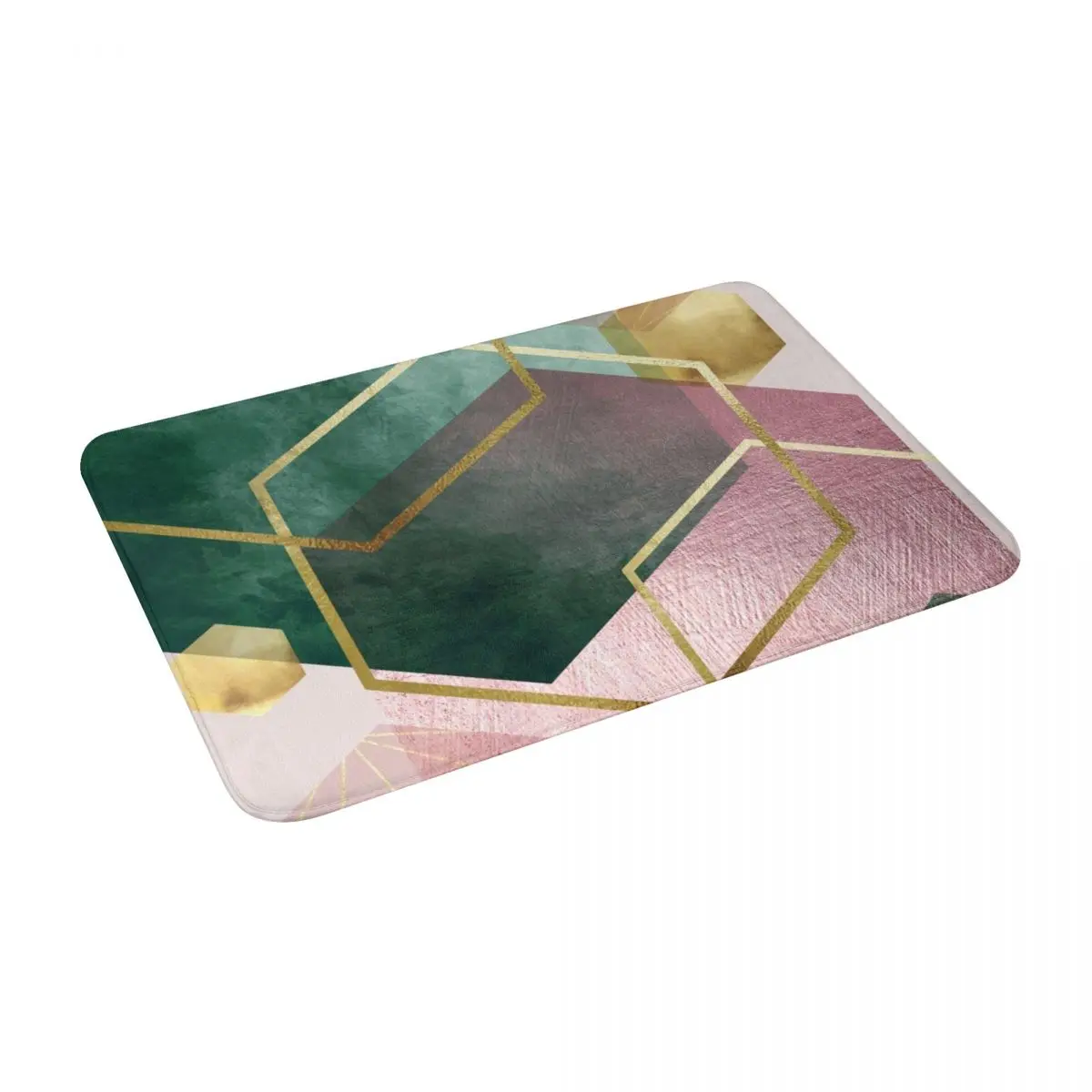 

Emerald Green And Pink Geo No 1 Bath Door Floor Mat Anti-slip Rug Carpet Entrance Living Room Home Kitchen Scraping Dust Doormat