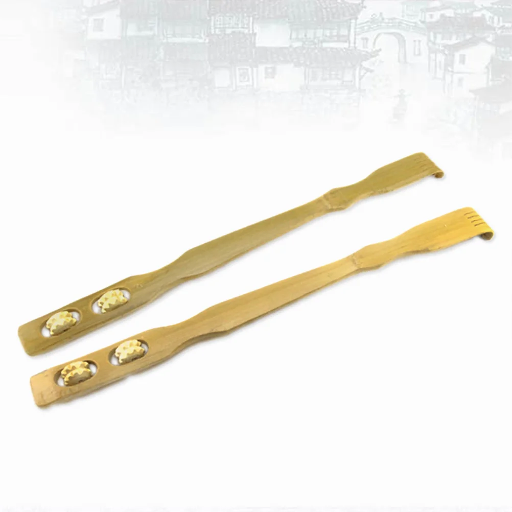 

1Pc Back Scratchers Bamboo Wooden Long Hand Back Neck Scratchers with 2 Rollers for Friend Pregnant Novel Gifts