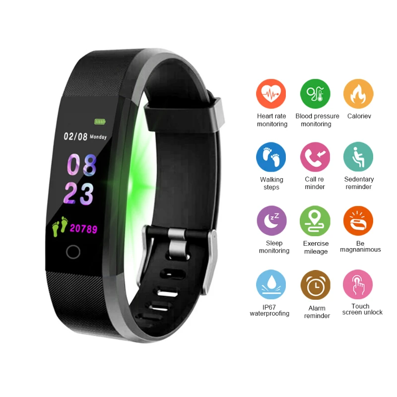 

115Plus Smart Watch Bracelet Men Women Heart Rate Monitor Blood Pressure Sports Fitness Tracker Pedometer Waterproof LED Watches