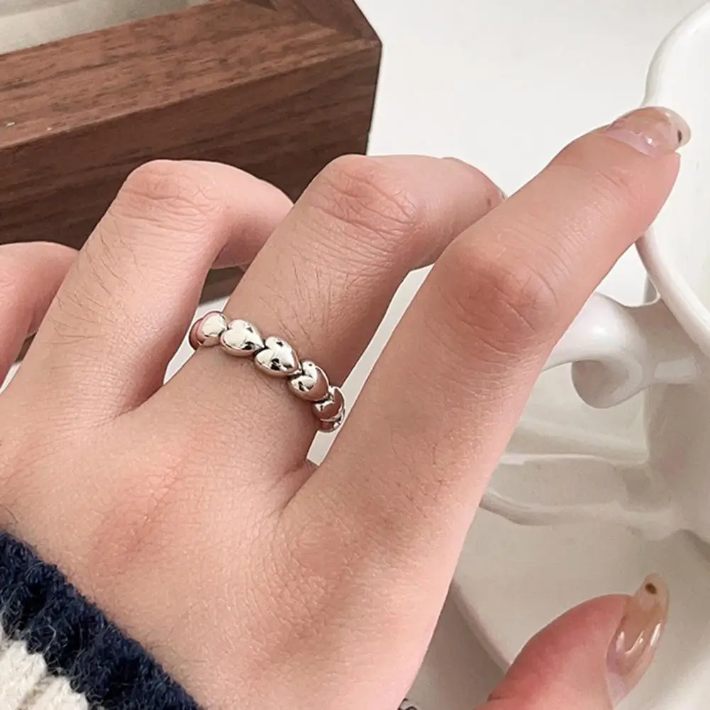 

Cool Chic Mini Love Heart Women Ring Polished Finger Silver Color Golden Jewelry Women Accessories For Lady Girls Party Daily