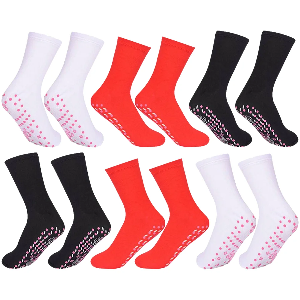 

6 Pairs Heated Socks Heating Warm Women Cozy Thermal Circulation Self Winter Comfortable Loose Women's