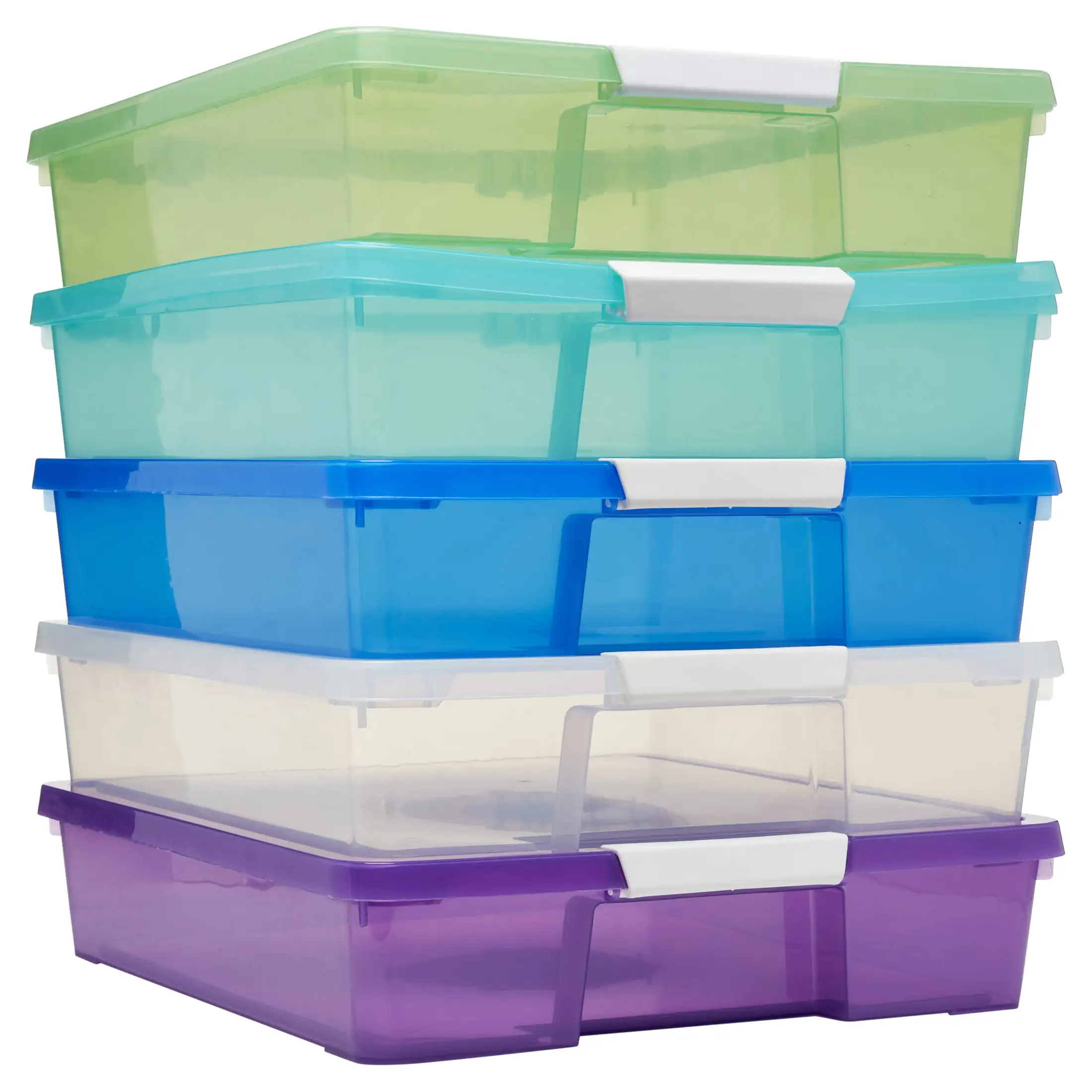

Storex 12x12 Stack & Store Box, Assorted Colors, Case of 5
