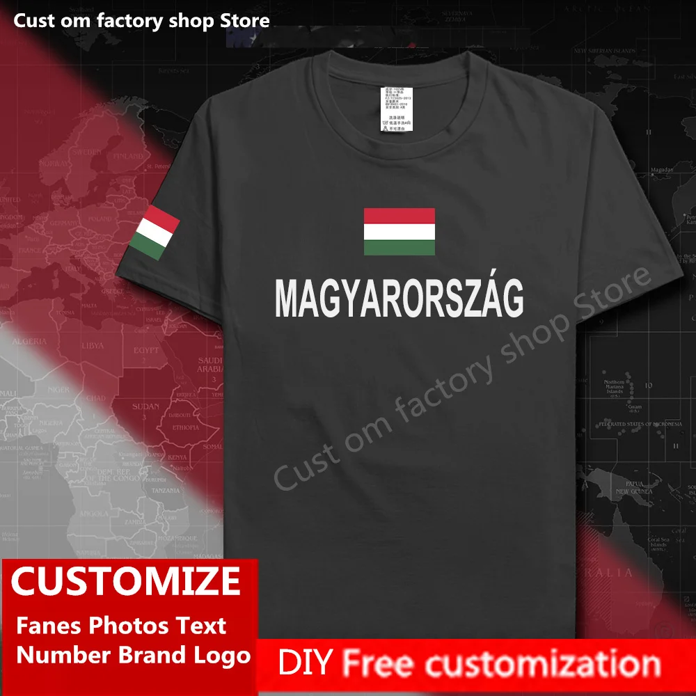 

Hungary Hungarian Cotton T shirt Custom Jersey Fans DIY Name Number Brand LOGO High Street Fashion Hip Hop Loose Casual T-shirt