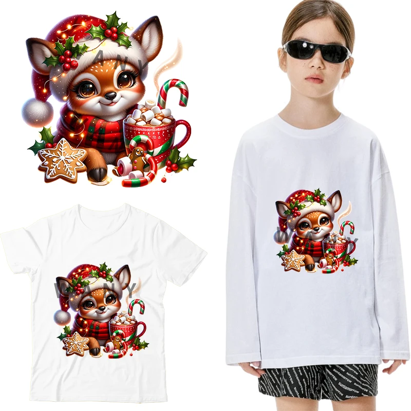 Животные в рождественских шапках Dtf Transfers Ready to Press Iron on for T Shirts Patch Transfer Patches Одежда