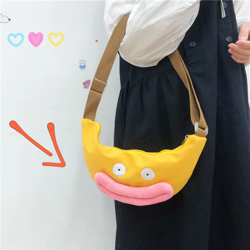 

Cartoon Big Lips Canvas Chest Bag for Women All-Match Crossbody Bags Fashion Cute Handbag Shoulder Underarm Bag Ladies Hand Bags