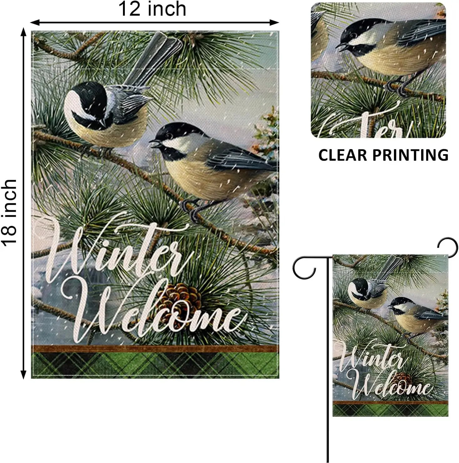 Домашний декоративный зимний флаг с изображением цыпочки и сада двор дома птицы