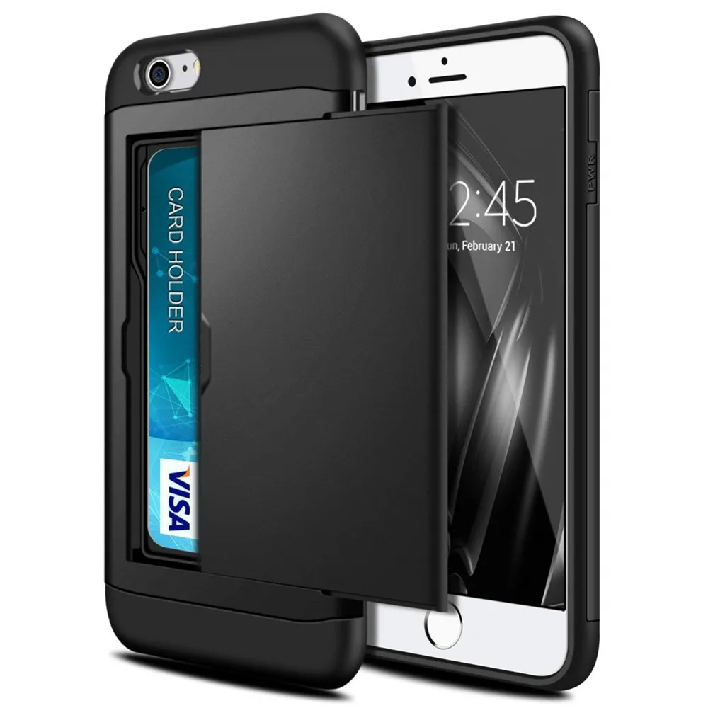 

For iPhone 14 13 Pro Max 7 8 Plus 7G 8G 6 6s 5 5s SE 2020 Card Holder Slot Sliding Cover For iPhone 7 7Plus 8Plus XR XS 11 12