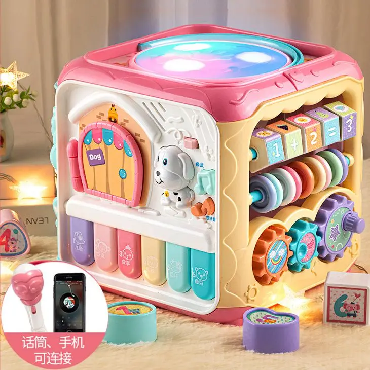 

Baby Queen Clap Drum Music Children's Hexahedral Puzzle Charging 0-1 baby toys
