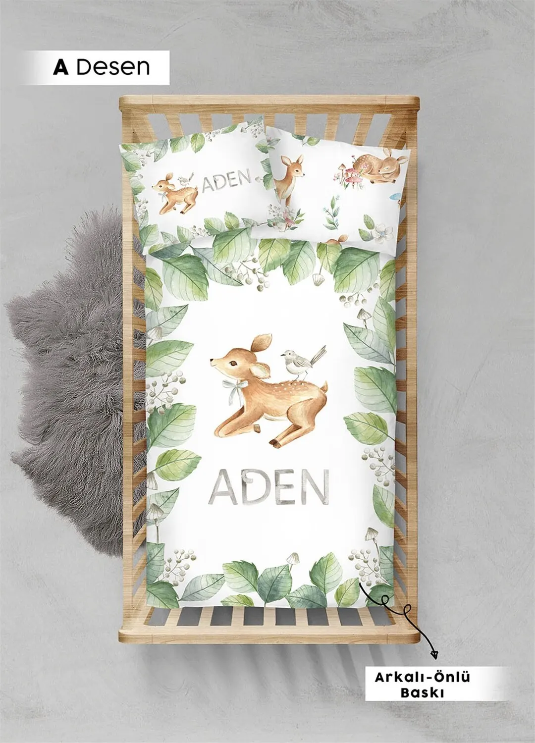 

Personalized Baby Bedding Set Soft Cotton Crib Custom Made Pillow Cover 3-Pcs