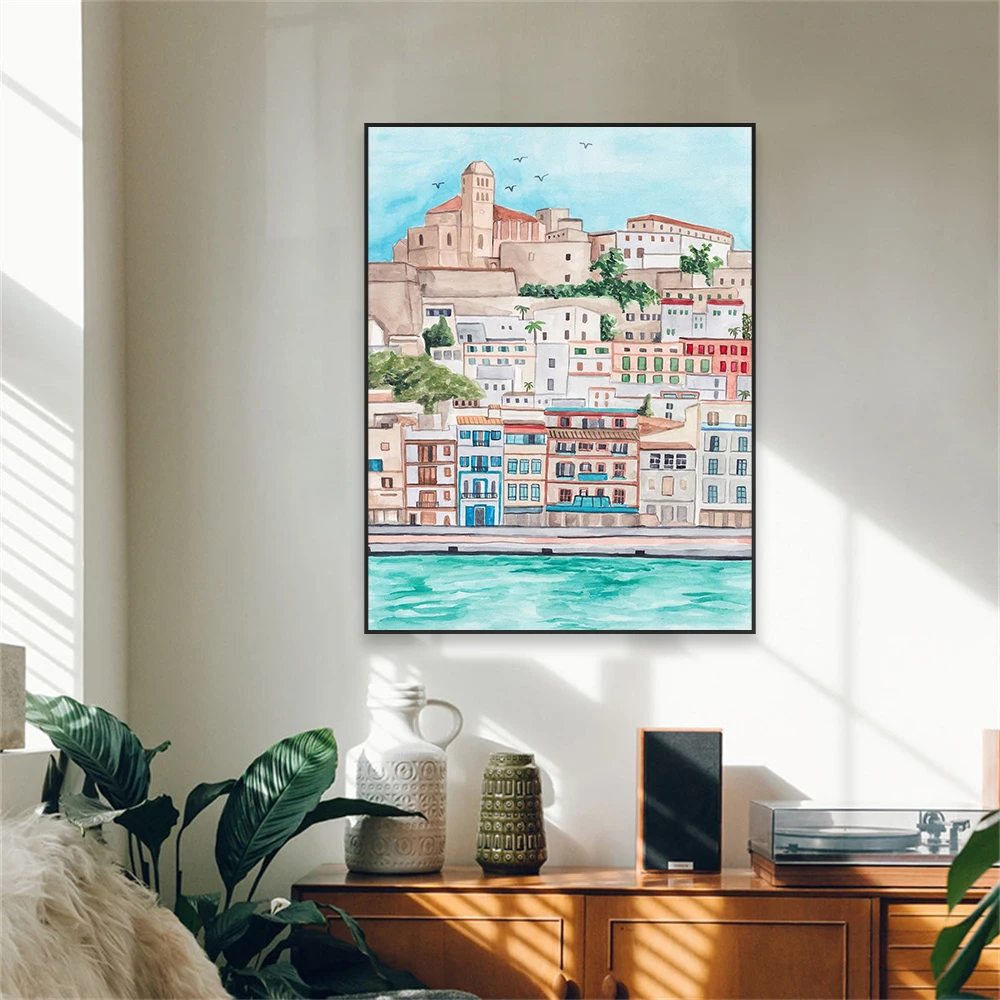 Постер путешествий Испания Ибица Европа художественные принты красочный пейзаж