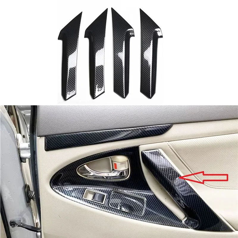 

Цветной дверной держатель из углеродного волокна, отделка, Стайлинг автомобиля, интерьерные аксессуары для Toyota Camry 2006 2007 2008 2009 2010 2011