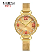 nibosi luxury diamond ladies wristwatches fashion women watches mesh stainless gold female quartz watch relogio feminino