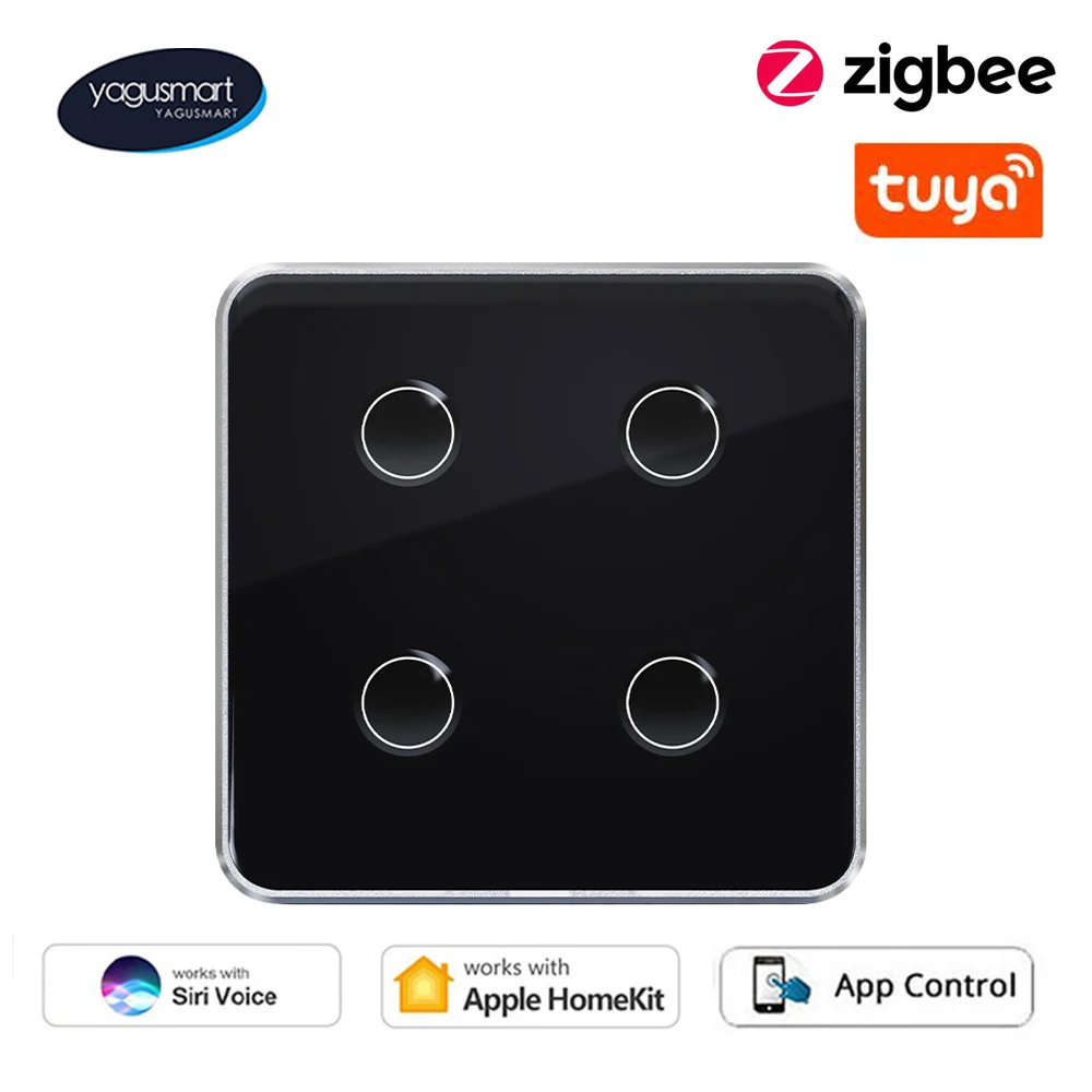 

Умный сенсорный выключатель Yagusmart Tuya Smart Zigbee, Европейский комплект освещения для дома, настенные Кристальные панельные переключатели, Alexa ...