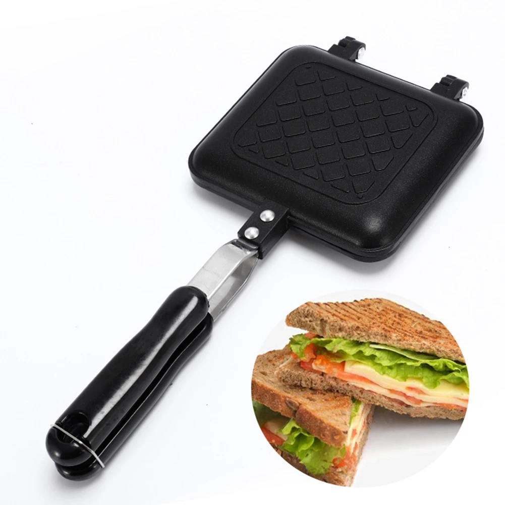 

Pans Double-Sided Sandwich Pan Non-Stick Foldable Grill Frying Pan for Bread Toast Breakfast Machine Waffle Pancake Maker Tool