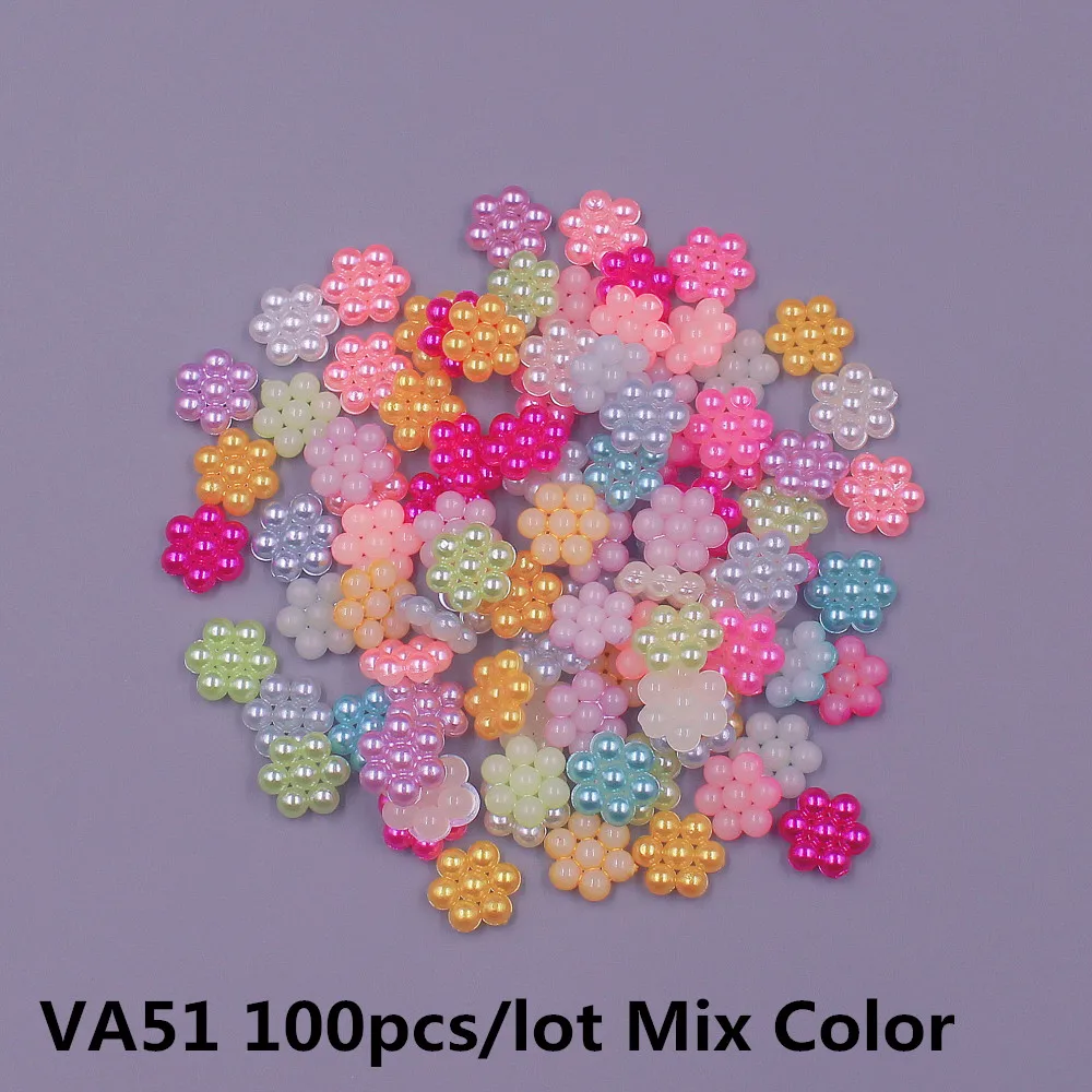 

100 шт., бусины из АБС-пластика с плоской задней поверхностью, разные цвета