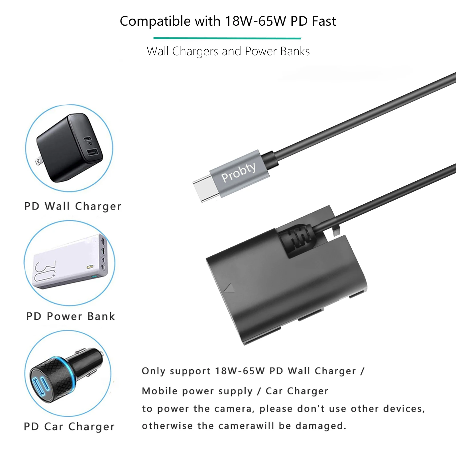 PD USB-C LP-E6 LP-E6N Dummy Battery DC Power AC Adapter For Canon EOS 5D 6D 7D 60D 70D 80D 90D Mark II III IV 5DS R  Camera images - 6