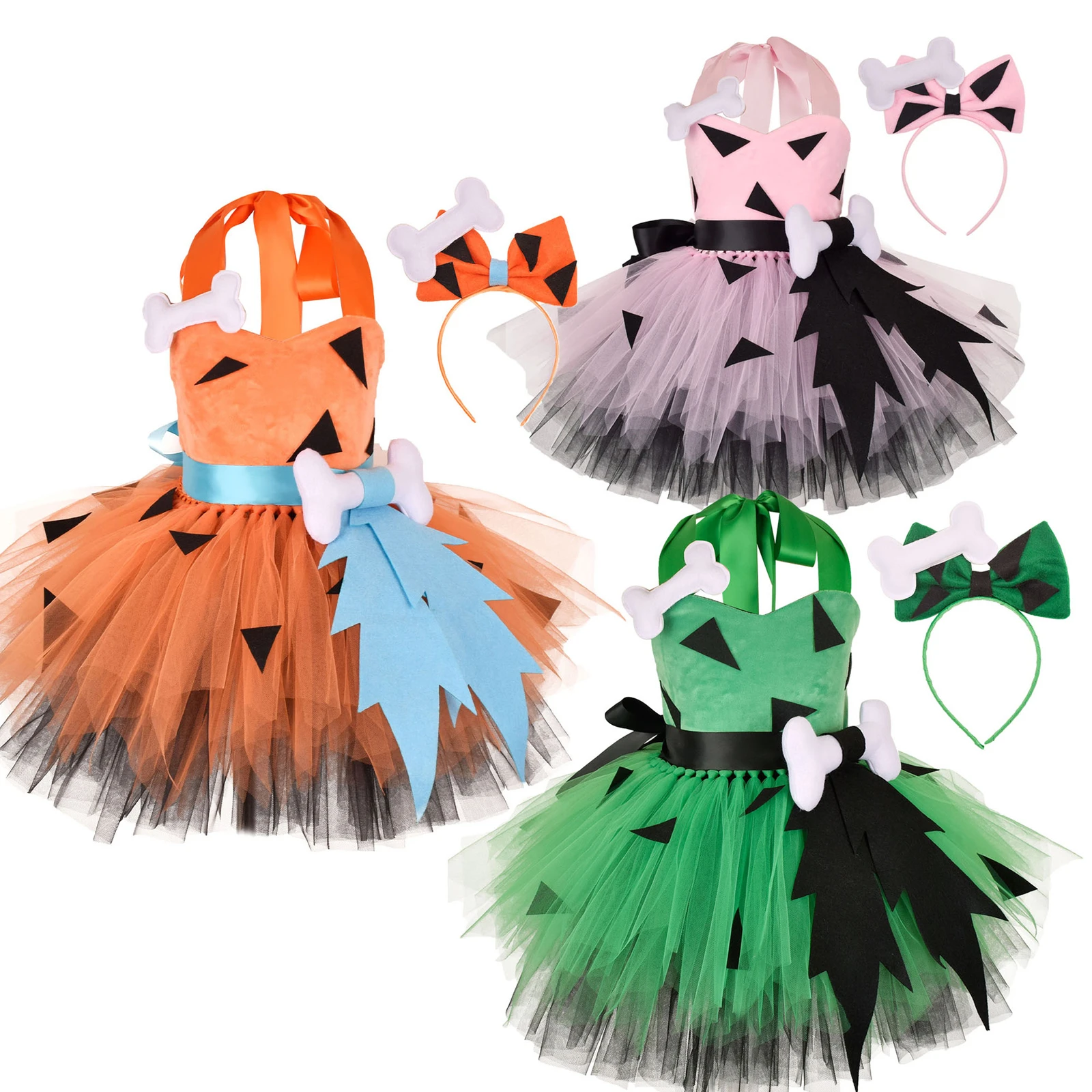 

Kids Girl Halloween Cosplay Dress Backless Mesh Tutu Princess Dress Dance Party Costumes with Headband Birthday Gift