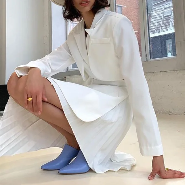 Gray Double Layer Bandage Slim Blazer Korean Fashion Women Long Sleeve Pocket Short Jacket Female Outwear 2022 Blazers Crop Tops