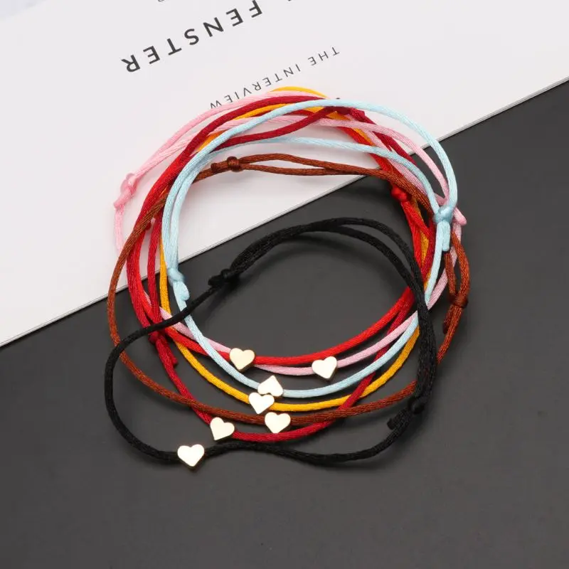 

652F Fashion Adjustable Kabbalah Bracelet Handmade Heart Charm Bracelet Good Luck Weave Red String Bracelet Jewelry Decor