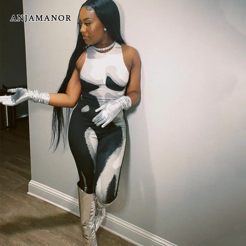 

ANJAMANOR 3D Body Print Two Piece Pant Sets Streetwear Baddie Outfits for Woman Crop Top and Leggings Tights Sets D85-CC20