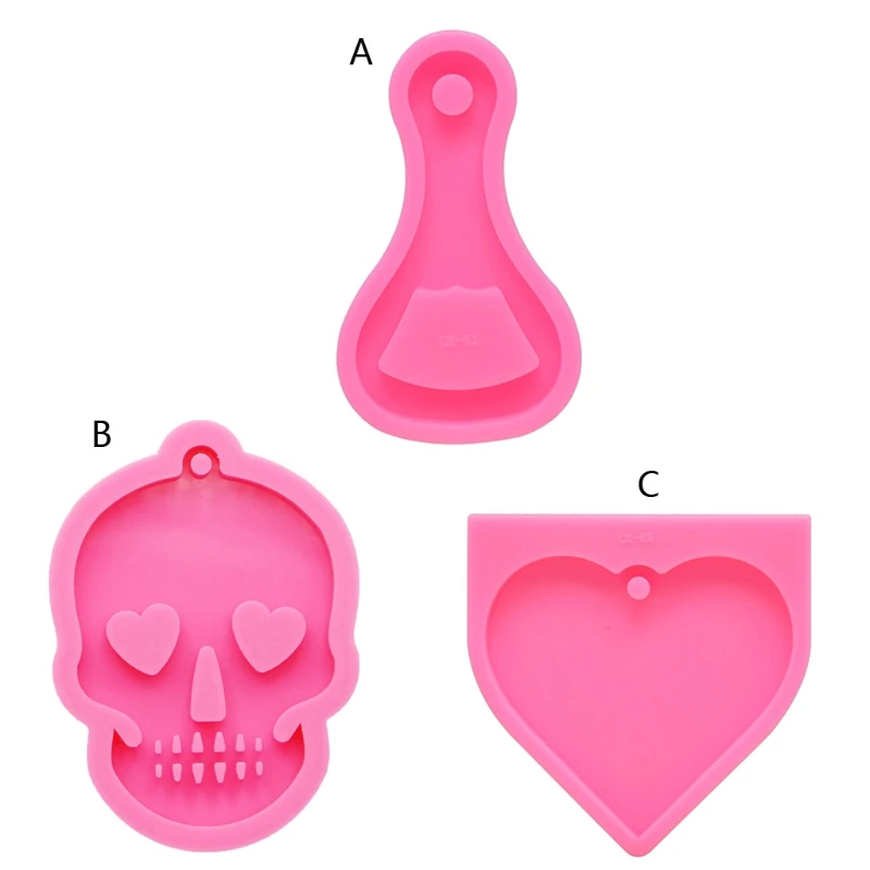 

Heart Skull Bottle Opener Keychain Silicone Mold with Hole Pendant Handmade Mold for Valentine's Day Birthday Gift