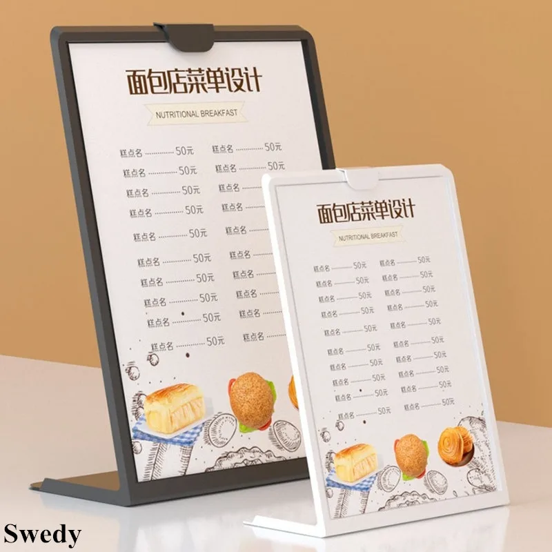 

A6 105X148MM L Shape Restaurant Table Menu Paper Holder Photo Picture Frame Place Card Number Acrylic Sign Holder Display Stand