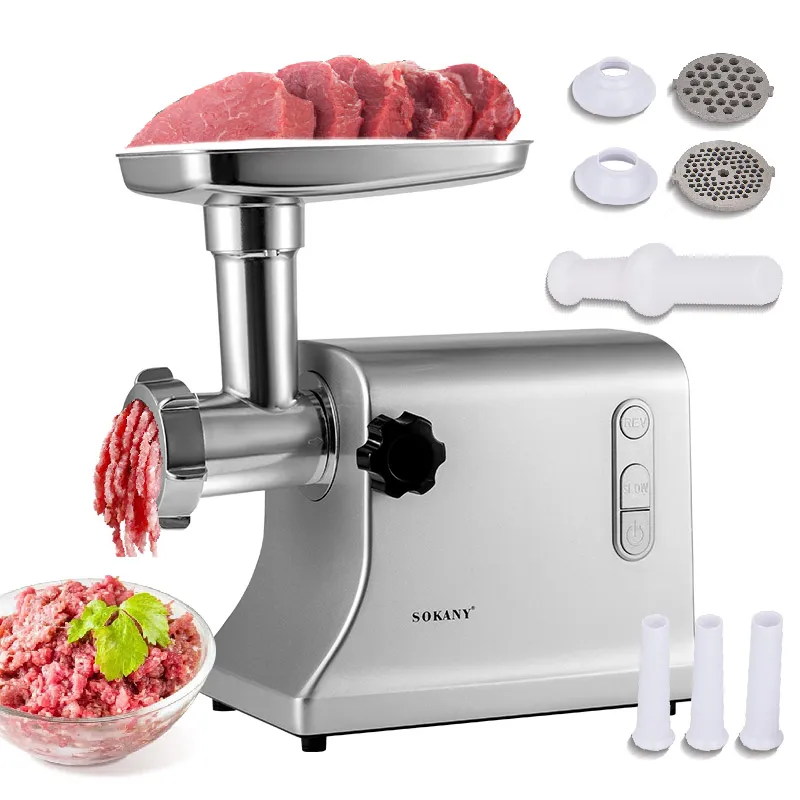 

SOKANY Comcerical Multifunction Meat Grinder 3 Grind Plates Stainless Steel Sussage Stuffer Include Kubbe Kits 094