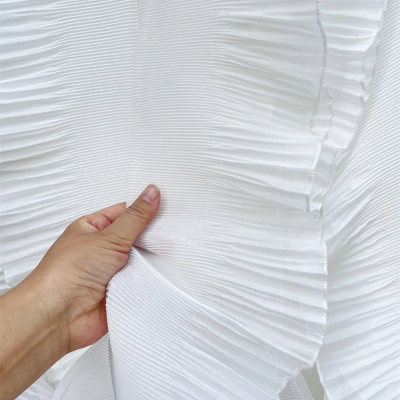 Шифоновая 3D плиссированная кружевная ткань лента с оборками и бахромой платье