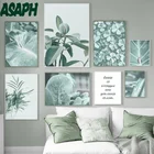 Природа зеленые растения листья росы утро лист Deatail цитаты на стену Картина на холсте современный постер для гостиной домашний декор