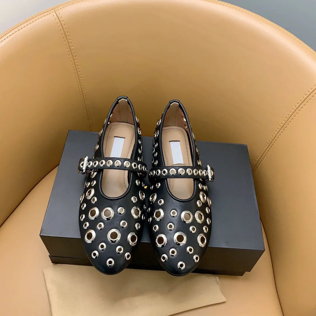 Балетки женские с открытым носком Роскошные туфли на плоской подошве