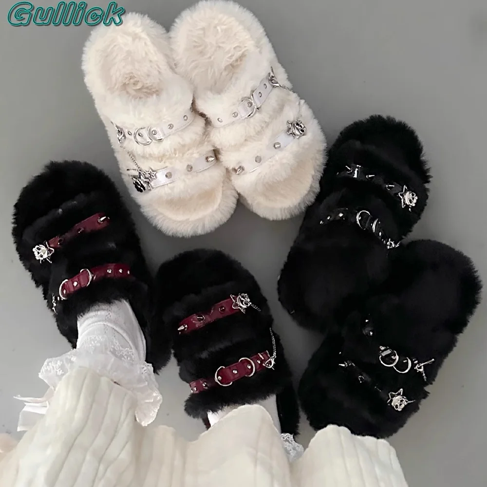 Однотонные шлепанцы Gullick с ремешком на щиколотке металлической цепочкой и