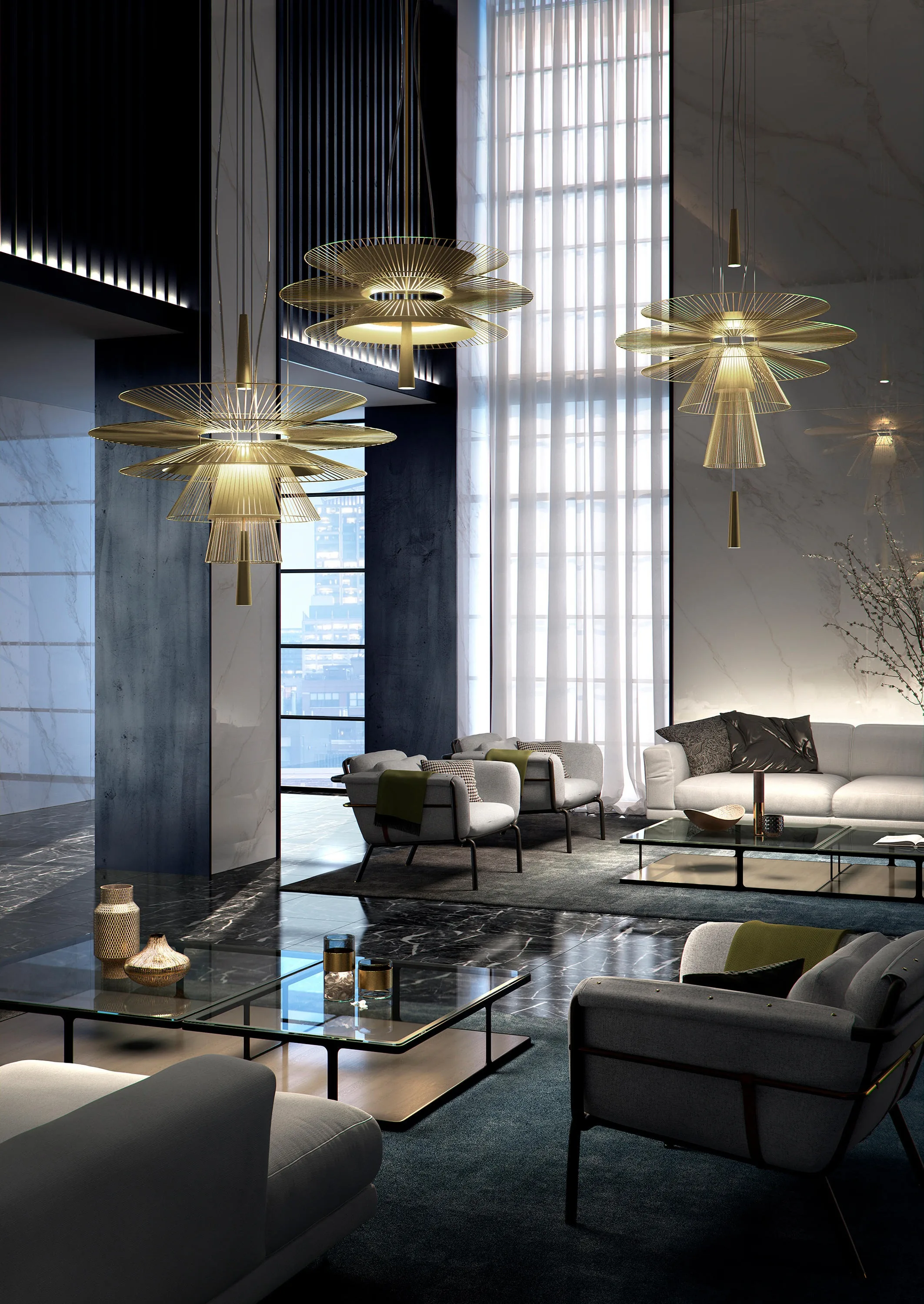 Роскошная люстра для гостиной в стиле пост-модерн Минималистичная Металлическая