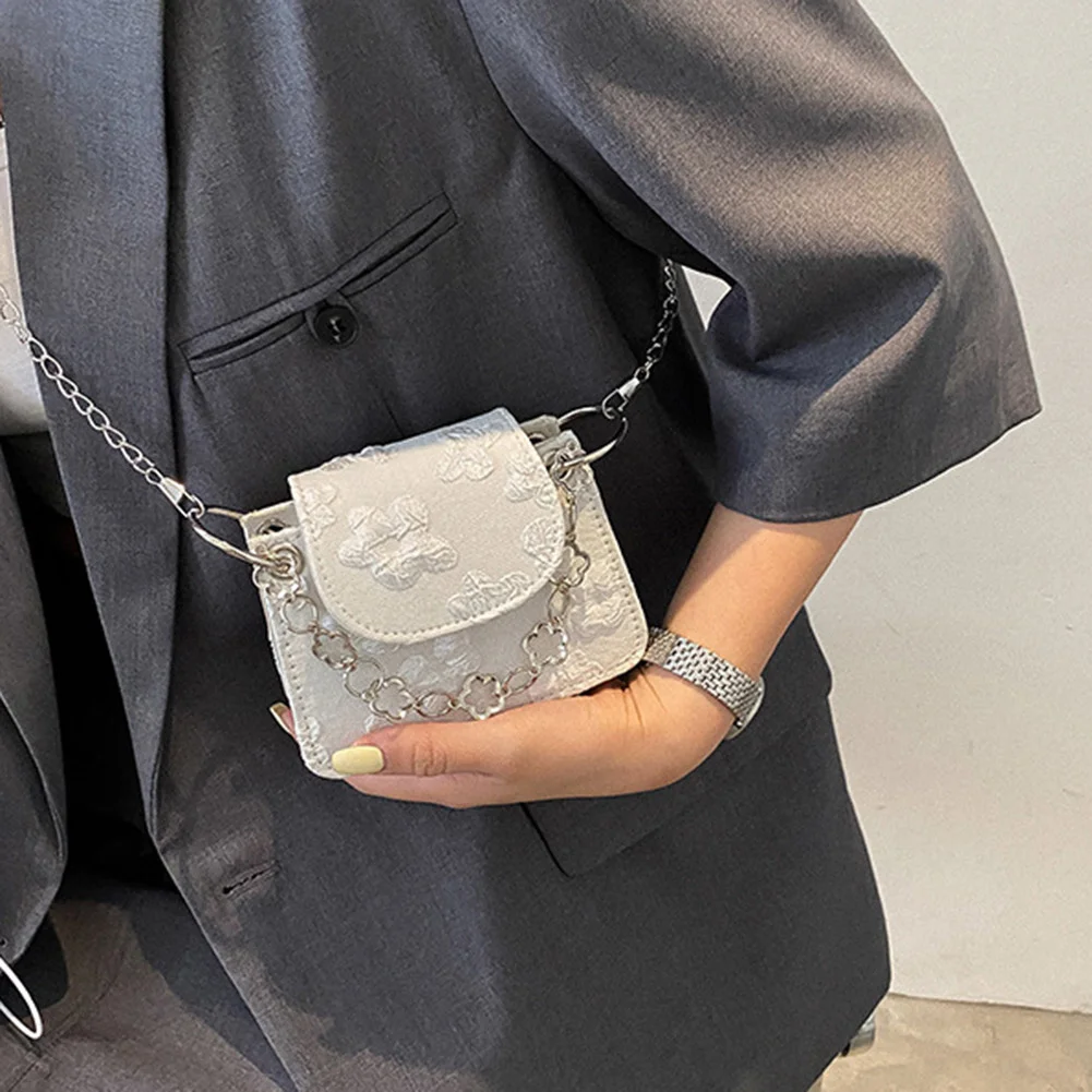 

Mini Floral Lace Messenger Bag Embroidery Sewing Design Women Shoulder Bag Sweet Flower Chain Square Bag Crossbody Bag Phone Bag