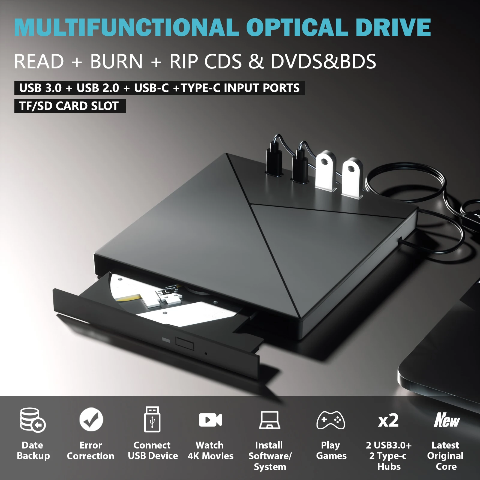 Фото 4K 7-в-1 Многофункциональный Blue-ray 3D cd Dvd Bd Оптический привод cd Dvd Bd Плеер записи записывающего устройства с камерой 4k USB 3.0 №5