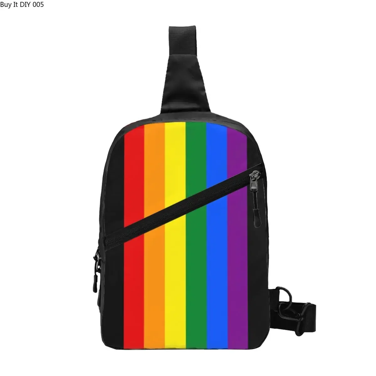 

Gay Pride Flag Stripe Sling Crossbody Backpack Men Custom GLBT LGBT Rainbow Lesbian Chest Shoulder Bag for Travel Hiking Daypack