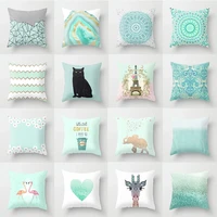 mint green cushion cover geometric print pattern pillowcase 4545cm living room bed square cushion cover decorative pillowcase