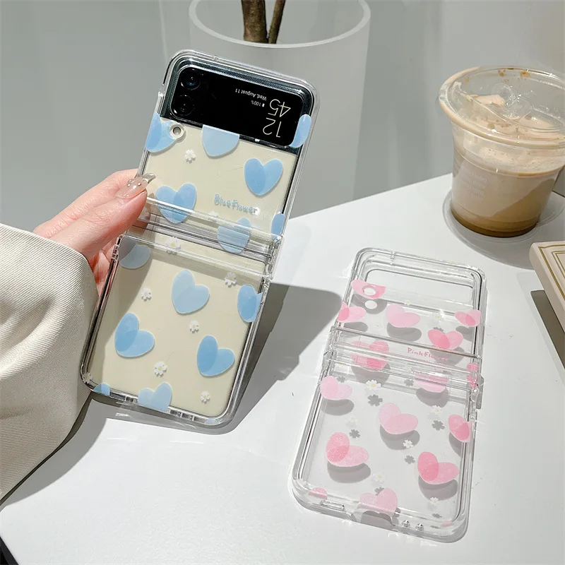 

Cartoon Transparent Phone Case for Samsung Galaxy Z Flip 3 Z Flip 4 Hard PC Back Cover for ZFlip3 ZFlip4 Case Shell