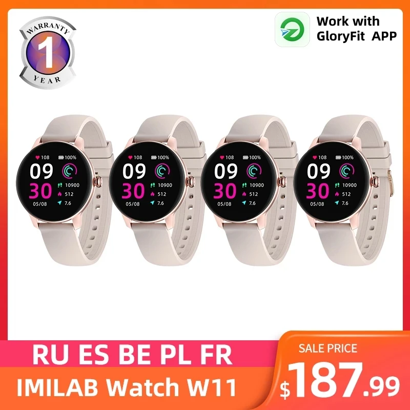

Imilab Smart Watch W11 Bluetooth 5.0 SmartWatch Heart Rate Sports Fitness Tracker Blood Oxygen Monitoring For Women 4PCS